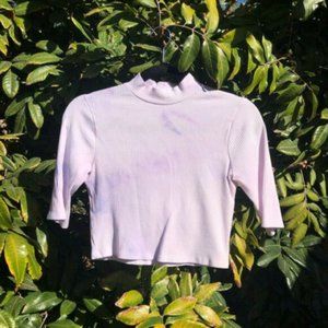 Reformation Size Small Mock Neck Cropped Top Ribbed Lilac Tie Dye